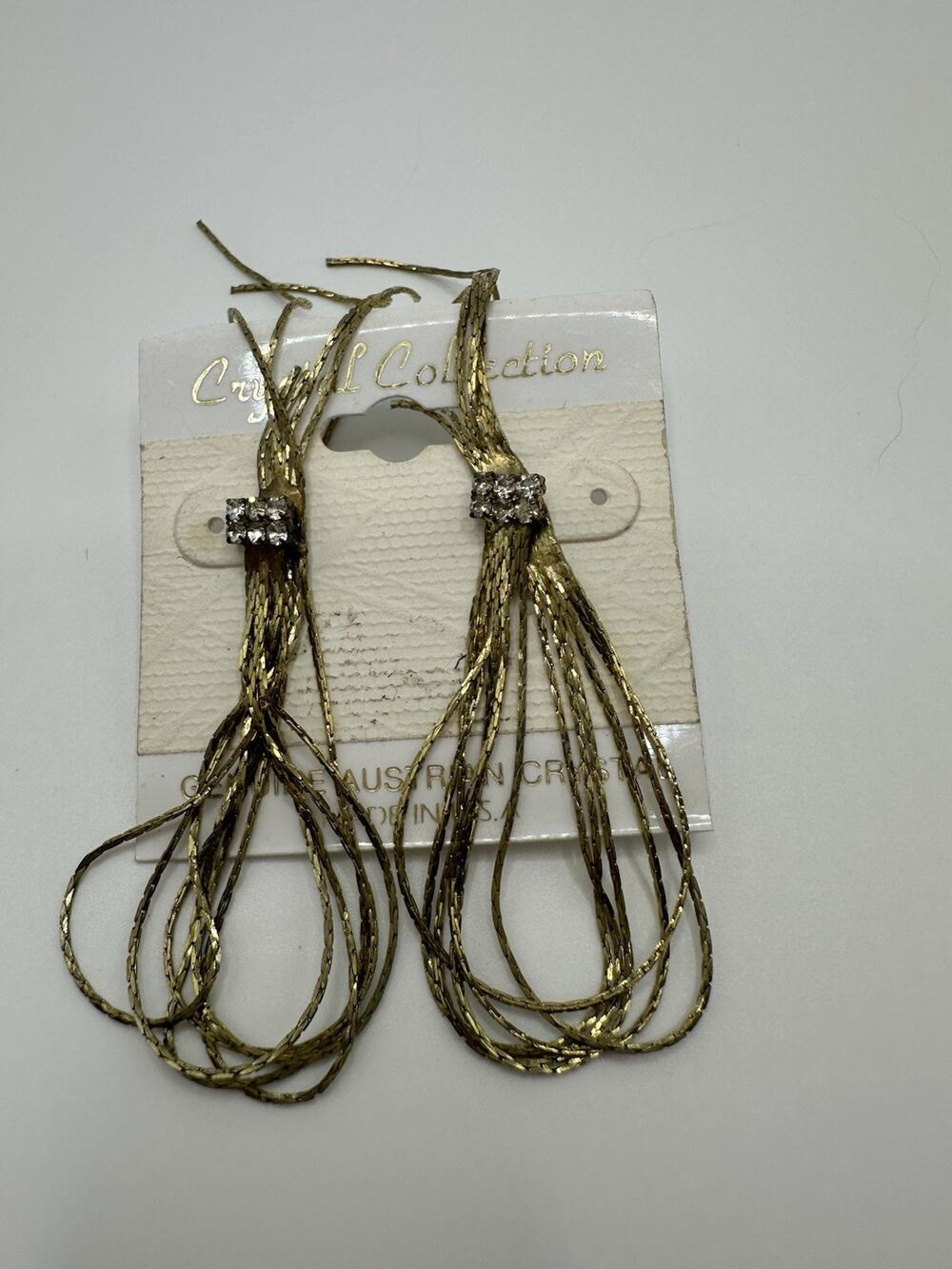 Crystal Collection Gold Tone Fringe Tassel Earrings With Austrian Crystal Accent